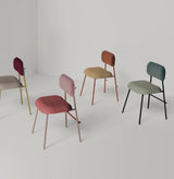 Chaise Miami — smooth easy clean blossom back, smooth easy clean bloom seat, lilac lacquered metal feet, lipstick lacquered metal applications