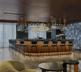 Chaise de bar State — barcelona paprika, smooth easy clean shell piping, black lacquered metal feet