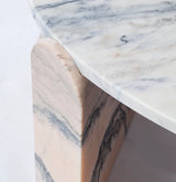 Table basse Jean — center table: estremoz marble top, estremoz pink and nero marquina marble marble base
