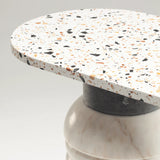 Console Jean — top in terrazzo africa, middle part in nero marquina marble, feet in estremoz white