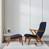 Fauteuil Apollo - Velvet Line — Oak stain & Navy Blue