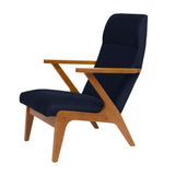 Fauteuil Apollo - Velvet Line — Oak stain & Navy Blue