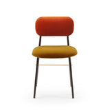 Chaise Miami — smooth easy clean cinnamon back, smooth easy clean tobaco seat, black lacquered metal feet, polished brass applications