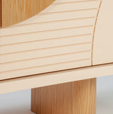 Buffet Olga — nude lacquered mdf structure, natural oak feet and handles