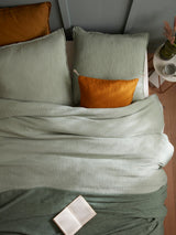 Housse de couette gaze de coton "Gaufrée" — Vert doux