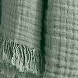 Plaid Gaïa Vert eucalyptus - détail gaze de coton