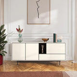 Buffet bas Farrel 3 portes 1 tiroir beige design Céline Mognon Fichet Habitat - vue principale