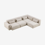 Canapé d'angle KOFI II - texture tissu beige mélangé