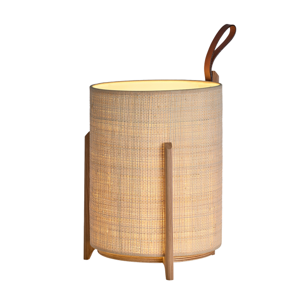 Lampe de table GRETA Battery — Chêne naturel Ø16 cm & Saguran