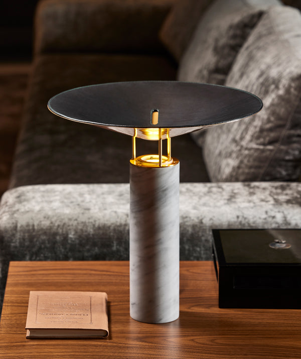 Lampe de table REBOUND Sans cuir — Marbre Carrare