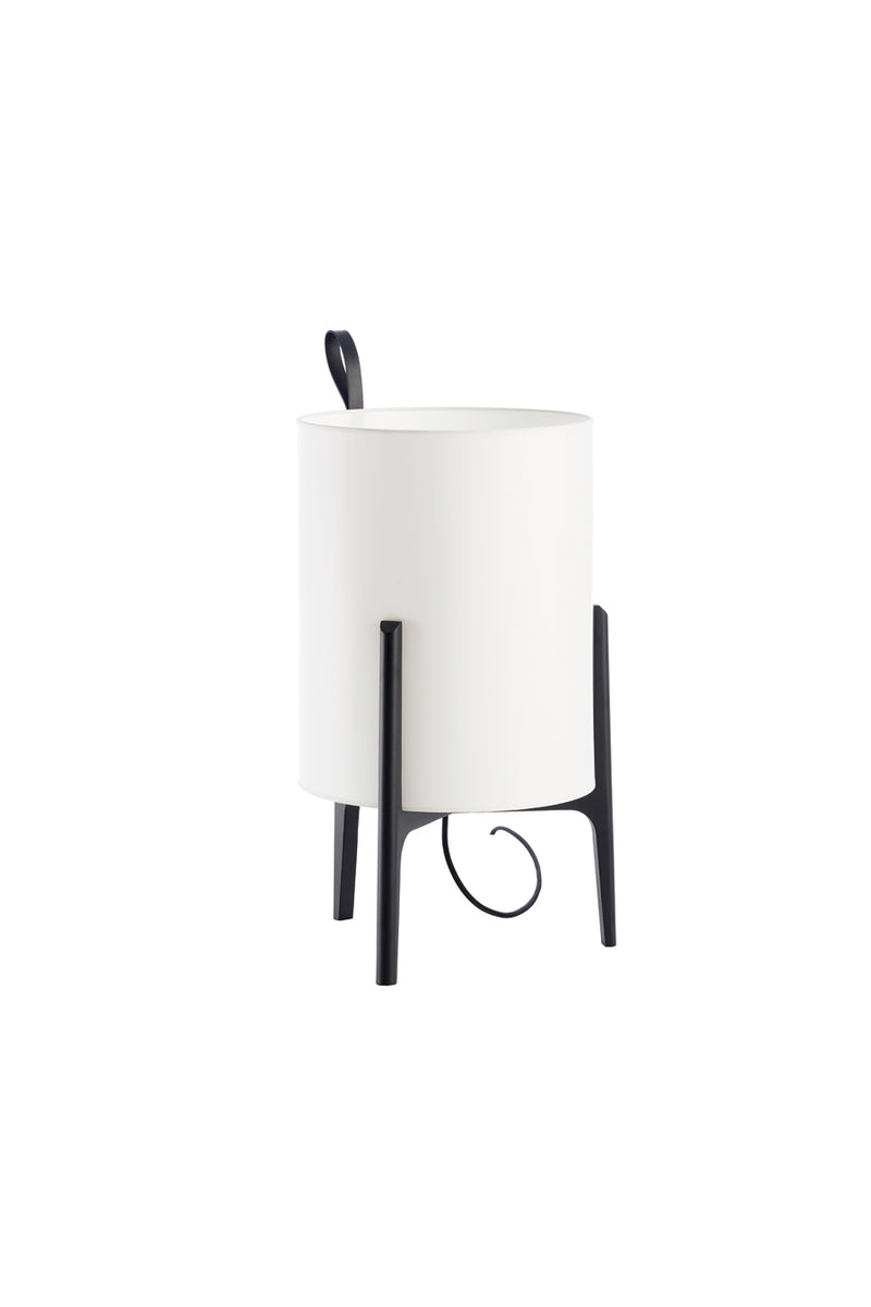 Lampe de table GRETA Chêne noir Ø20cm — Blanc