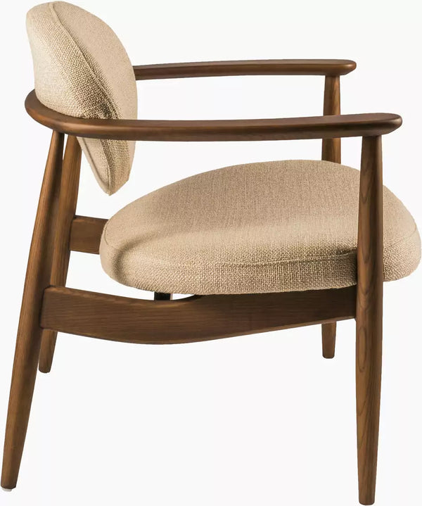 Fauteuil en frêne Roundy — Tissu beige