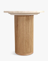 Table d'appoint Oviedo travertin et chêne