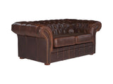 Canapé CLOTAIRE — Chesterfield 2 places, cuir vieilli