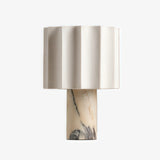 Lampe de table Cavilon - Marbre Calacatta et lin blanc (27.5cm)