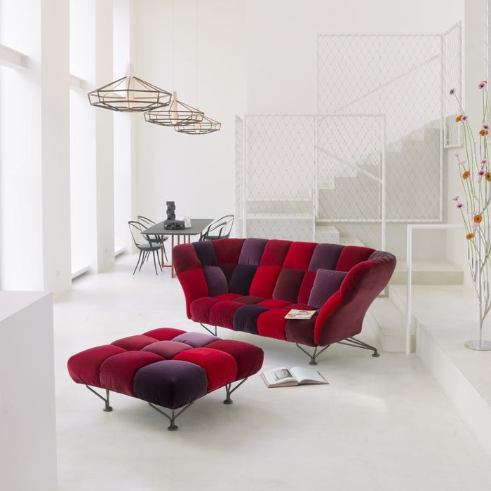 Canapé 33 cuscini — Red, burgundy, violet/steel