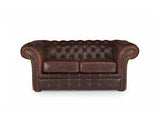 Canapé CLOTAIRE — Chesterfield 2 places, cuir vieilli