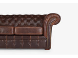 Canapé CLOTAIRE — Chesterfield 2 places, cuir vieilli