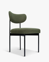 Chaise JASPER — Vert kaki bouclé & métal noir