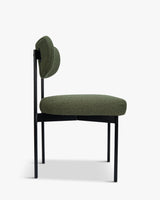 Chaise JASPER — Vert kaki bouclé & métal noir