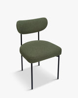 Chaise JASPER — Vert kaki bouclé & métal noir