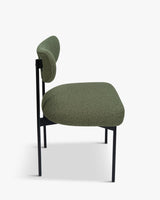 Chaise JASPER — Vert kaki bouclé & métal noir