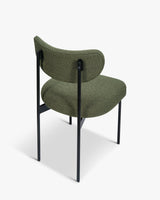 Chaise JASPER — Vert kaki bouclé & métal noir