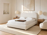 Lit coffre Vanari tissu bouclette blanc