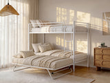 Lits superposés Duotis 2 x 90 x 190 cm + lit d'appoint blanc