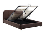 Lit coffre Vanari tissu chenille marron chocolat