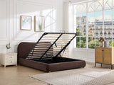 Lit coffre Vanari tissu chenille marron chocolat