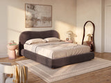 Lit coffre Vanari tissu chenille marron chocolat