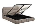 Lit coffre Foriosy tissu texturé taupe