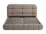 Lit coffre Foriosy tissu texturé taupe