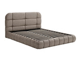 Lit coffre Foriosy tissu texturé taupe