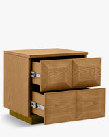 Table de chevet Stamford bois blond et bronze