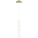 Suspension Orbet 5 lumières, finition laiton naturel avec verre dépoli