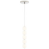 Suspension Orbet 5 lumières, finition nickel poli avec verre dépoli
