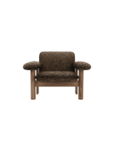 Fauteuil Brasilia dossier bas, noyer, peau de mouton Sheepskin Root