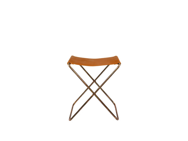 Tabouret Nola — Cognac, Cuir/Fer finition cuivre