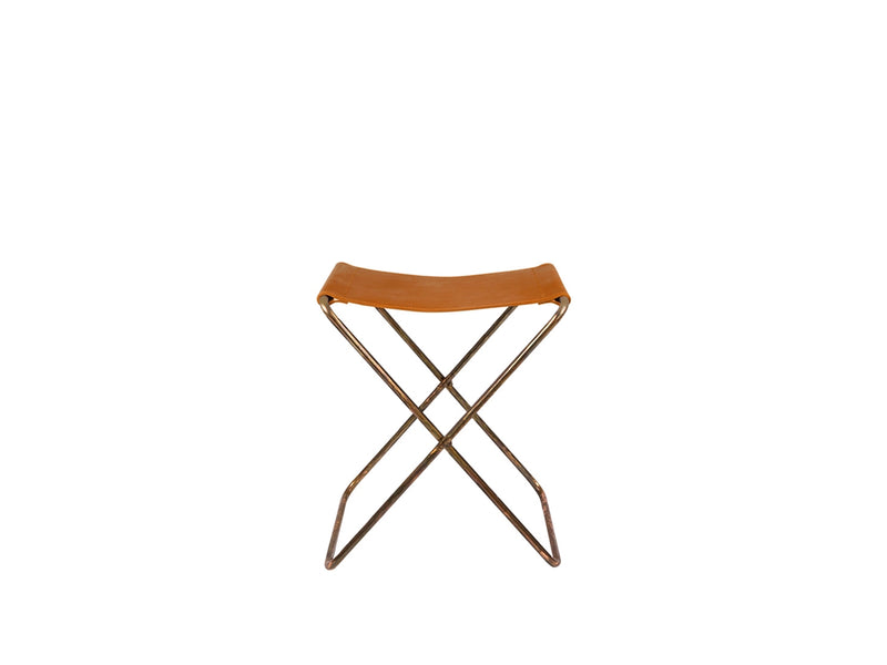 Tabouret Nola — Cognac, Cuir/Fer finition cuivre