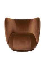 Rico Lounge Chair Swivel - Devoré Velvet Rust
