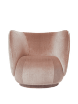 Rico Lounge Chair Swivel - Devoré Velvet Blush