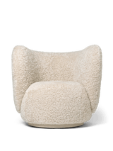 Fauteuil Rico en peau de mouton, Moonlight, avec base pivotante arrondie