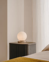 Lampe de table Malachi verre et travertin