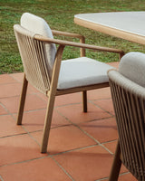 Chaise empilable SIRTE — Aluminium effet bois et corde écrue