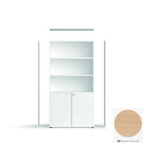 Armoire ABA - 3 étagères mobiles et 1 fixe, 1 serrure — Structure blanc (BL), portes chêne naturel (RR)