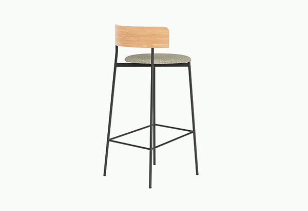 Tabouret haut Friday en métal et bois — Noir