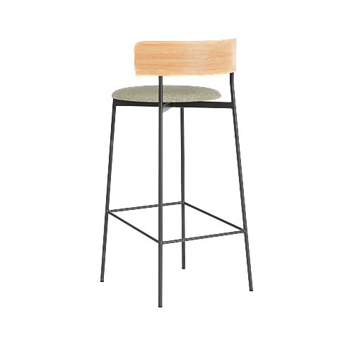 Tabouret haut Friday en métal et bois — Noir
