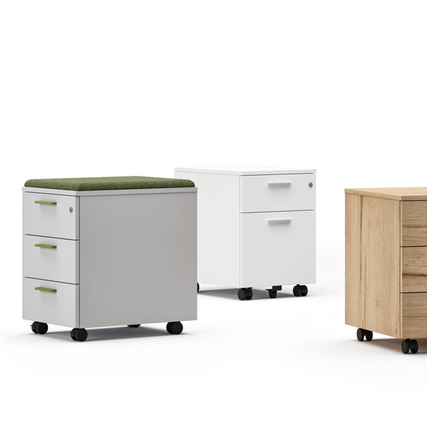 Caissons Pro W.32 slim - 3 tiroirs — Blanc